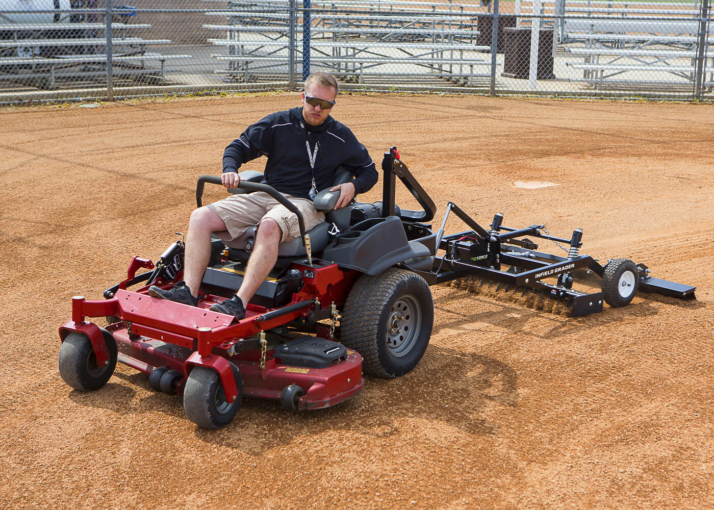 Force infield grader attachment for mower 