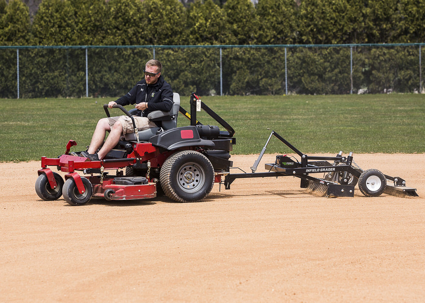 Force infield grader at work on infield skin 